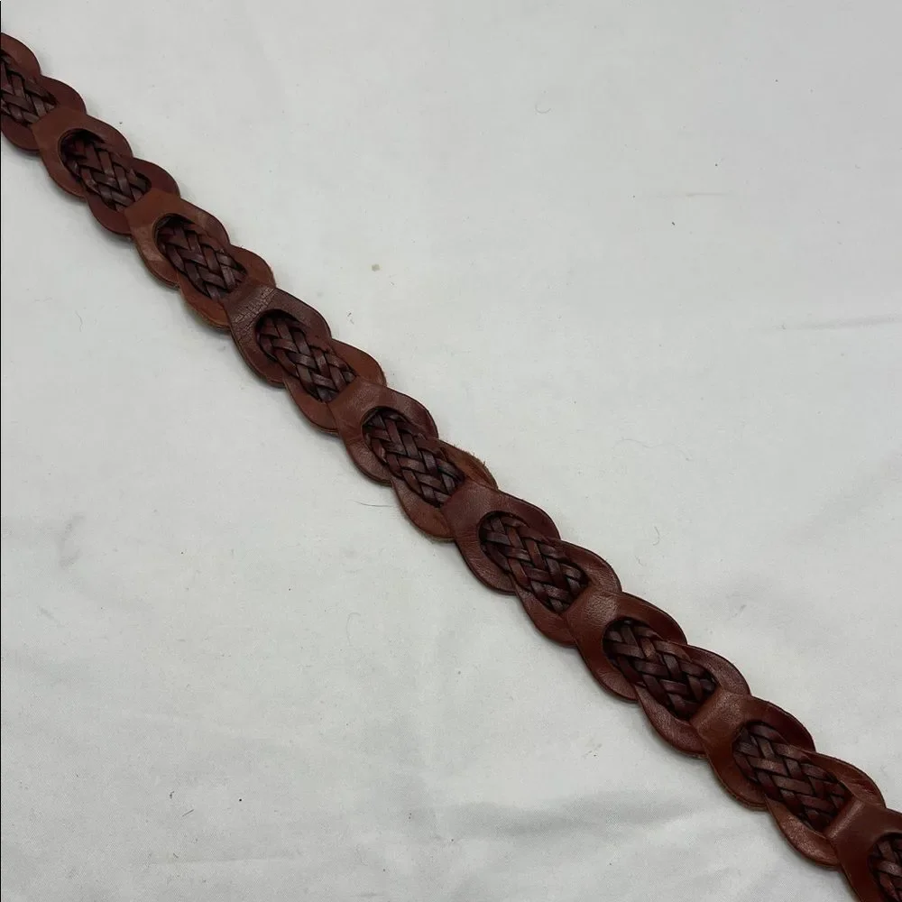 Vintage Laura Gayle Brown Leather Double Braided Belt - Picture 3 of 6
